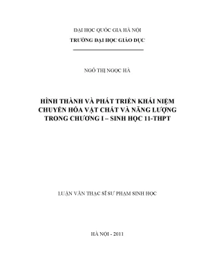 Luận văn thạc sĩ vnu ued hình thành và phát triển khái niệm chuyển hóa vật chất và năng lượng trong chương i sinh học 11 trung học phổ thông