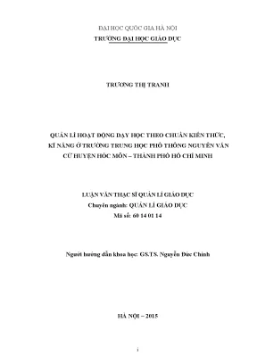 Luận văn thạc sĩ vnu ued quản lí hoạt động dạy học theo chuẩn kiến thức kĩ năng ở trường trung học phổ thông nguyễn văn cừ huyện hóc môn thành phố hồ chí minh