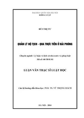 Luận văn thạc sĩ vnu ls quản lý hộ tịch qua thực tiễn ở hải phòng