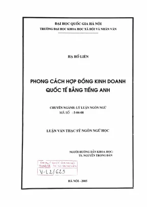 Luận văn thạc sĩ ussh phong cách hợp đồng kinh doanh quốc tế bằng tiếng anh