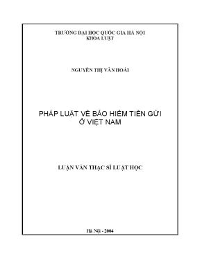Luận văn thạc sĩ vnu ls pháp luật về bảo hiểm tiền gửi ở việt nam