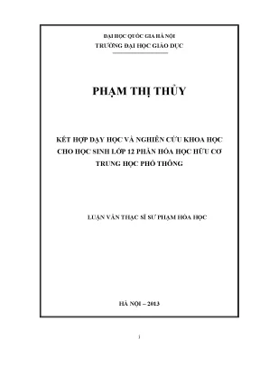 Luận văn thạc sĩ vnu ued kết hợp dạy học và nghiên cứu khoa học cho học sinh lớp 12 phần hóa học hữu cơ trung học phổ thông