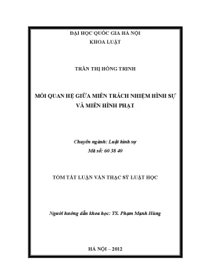 Luận văn thạc sĩ vnu ls mối quan hệ giữa miễn trách nhiệm hình sự và miễn hình phạt