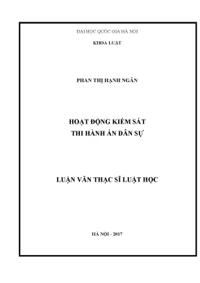 Luận văn thạc sĩ vnu ls hoạt động kiểm sát thi hành án dân sự