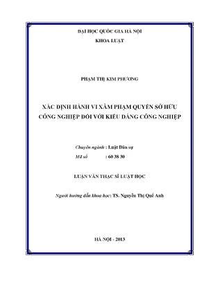Luận văn thạc sĩ vnu ls xác định hành vi xâm phạm quyền sở hữu công nghiệp đối với kiểu dáng công nghiệp