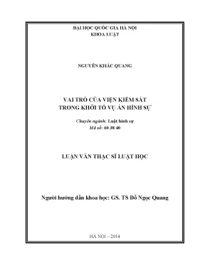 Luận văn thạc sĩ vnu ls vai trò của viện kiểm sát trong việc khởi tố vụ án hình sự
