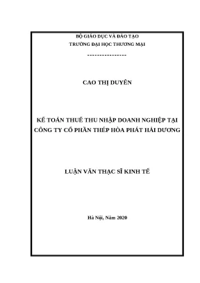 Luận văn kế toán thuế thu nhập doanh nghiệp tại công ty cổ phần thép hòa phát hải dương