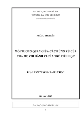 Luận văn thạc sĩ vnu ued mối tương quan giữa cách ứng xử của cha mẹ với hành vi của trẻ tiểu học chương trình thí điểm