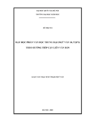 Luận văn thạc sĩ vnu ued dạy học phần văn học trung đại ngữ văn 10 tập i theo hướng tiếp cận liên văn bản