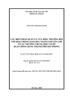 Luận văn thạc sĩ vnu ued các biện pháp quản lý của hiệu trưởng đối với hoạt động giáo dục ngoài giờ lên lớp ở các trường trung học cơ sở quận hồng bàng thành phố hải phòng