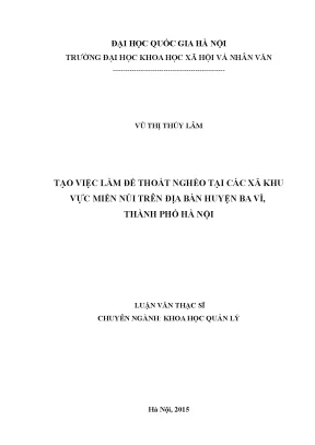 Luận văn thạc sĩ ussh tạo việc làm để thoát nghèo tại các xã khu vực miền núi trên địa bàn huyện ba vì thành phố hà nội