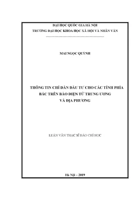 Luận văn thạc sĩ ussh thông tin chỉ dẫn đầu tư cho các tỉnh phía bắc trên báo điện tử trung ương và địa phương
