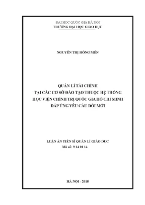 Luận văn thạc sĩ vnu ued quản lí tài chính tại các cơ sở đào tạo thuộc hệ thống học viện chính trị quốc gia hồ chí minh đáp ứng yêu cầu đổi mới luận án ts khoa học giáo dục 621401