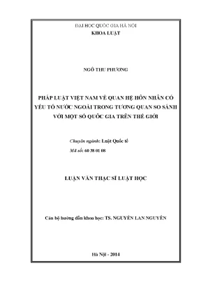 Luận văn thạc sĩ vnu ls pháp luật việt nam về quan hệ hôn nhân có yếu tố nước ngoài trong tương quan so sánh với một số quốc gia trên thế giới