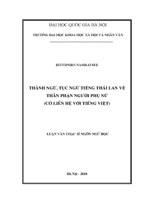 Luận văn thạc sĩ ussh thành ngữ tục ngữ tiếng thái lan về thân phận người phụ nữ có liên quan với tiếng việt