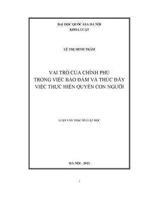 Luận văn thạc sĩ vnu ls vai trò của chính phủ trong việc bảo đảm và thúc đẩy việc thực hiện quyền con người