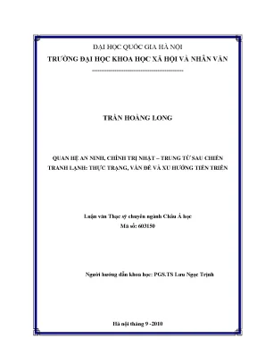 Luận văn thạc sĩ ussh quan hệ an ninh chính trị nhật trung từ sau chiến tranh lạnh thực trạng vấn đề và xu hướng tiến triển