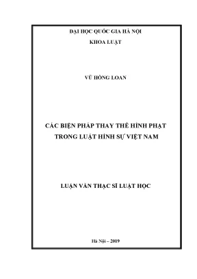 Luận văn thạc sĩ vnu ls các biện pháp thay thế hình phạt trong luật hình sự việt nam
