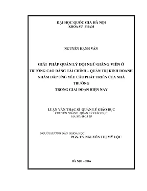 Luận văn thạc sĩ vnu ued giải pháp quản lý đội ngũ giảng viên ở trường cao đẳng tài chính quản trị kinh doanh nhằm đáp ứng yêu cầu phát triển của nhà trường trong giai đoạn hiện nay