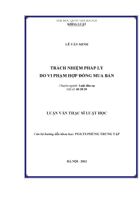 Luận văn thạc sĩ vnu ls trách nhiệm pháp lý do vi phạm hợp đồng mua bán