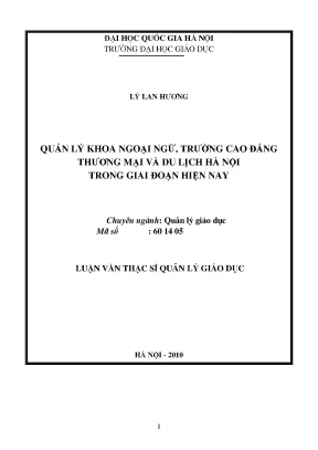 Luận văn thạc sĩ vnu ued quản lý khoa ngoại ngữ trường cao đẳng thương mại và du lịch hà nội trong giai đoạn hiện nay