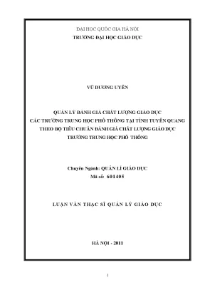 Luận văn thạc sĩ vnu ued quản lý đánh giá chất lượng giáo dục các trường trung học phổ thông tỉnh tuyên quang theo bộ tiêu chuẩn đánh giá chất lượng giáo dục trường trung học phổ thông