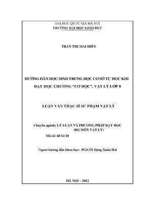 Luận văn thạc sĩ vnu ued hướng dẫn học sinh trung học cơ sở tự học khi dạy học chương cơ học vật lý lớp 8