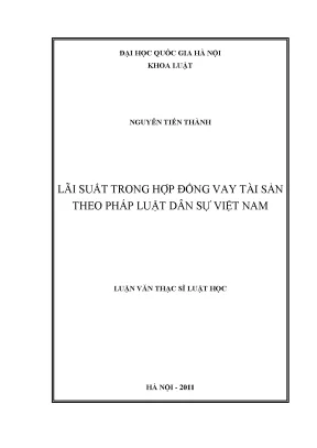 Luận văn thạc sĩ vnu ls lãi suất trong hợp đồng vay tài sản theo pháp luật dân sự việt nam