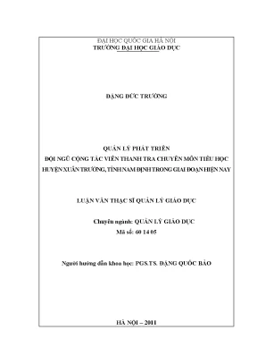 Luận văn thạc sĩ vnu ued quản lý phát triển đội ngũ cộng tác viên thanh tra chuyên môn tiểu học huyện xuân trường tỉnh nam định trong giai đoạn hiện nay