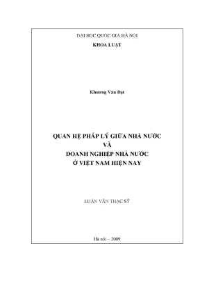 Luận văn thạc sĩ vnu ls quan hệ pháp lý giữa nhà nước và doanh nghiệp nhà nước ở việt nam hiện nay