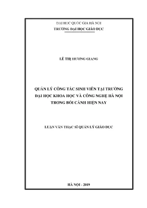 Luận văn thạc sĩ vnu ued quản lý công tác sinh viên tại trường đại học khoa học và công nghệ hà nội trong bối cảnh hiện nay