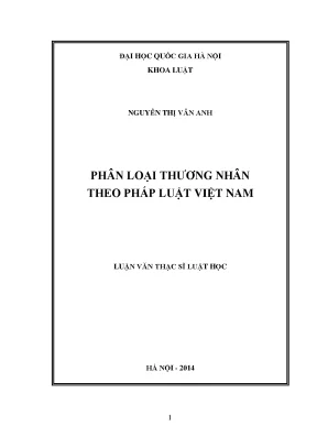 Luận văn thạc sĩ vnu ls phân loại thương nhân theo pháp luật việt nam