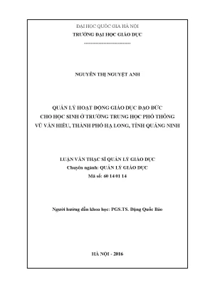 Luận văn thạc sĩ vnu ued quản lý hoạt động giáo dục đạo đức cho học sinh ở trường trung học phổ thông vũ văn hiếú thành phố hạ long tỉnh quảng ninh