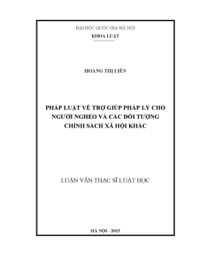Luận văn thạc sĩ vnu ls pháp luật về trợ giúp pháp lý cho người nghèo và các đối tượng chính sách xã hội khác