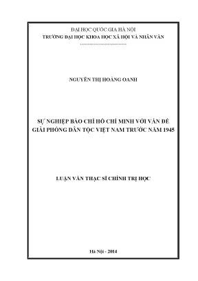 Luận văn thạc sĩ ussh sự nghiệp báo chí hồ chí minh với vấn đề giải phóng dân tộc việt nam trước năm 1945