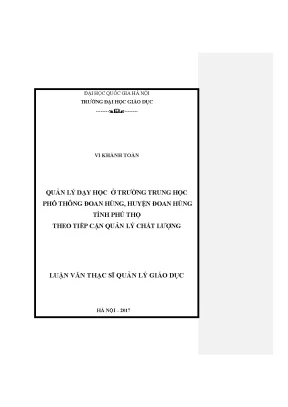 Luận văn thạc sĩ vnu ued quản lý dạy học ở trường trung học phổ thông đoan hùng tỉnh phú thọ theo hướng tiếp cận quản lý chất lượng