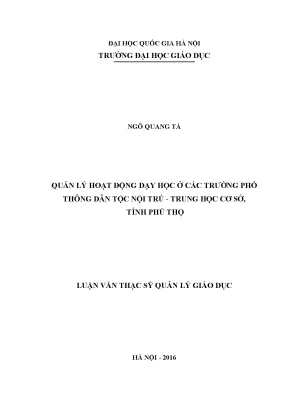 Luận văn thạc sĩ vnu ued quản lý hoạt động dạy học trường phổ thông dân tộc nội trú thcs tỉnh phú thọ