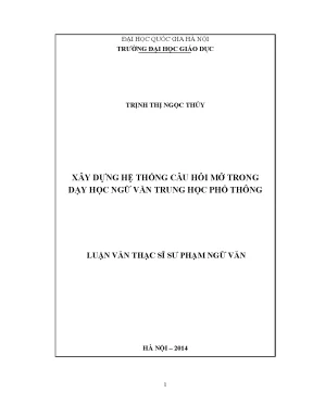 Luận văn thạc sĩ vnu ued xây dựng hệ thống câu hỏi mở trong dạy học ngữ văn trung học phổ thông