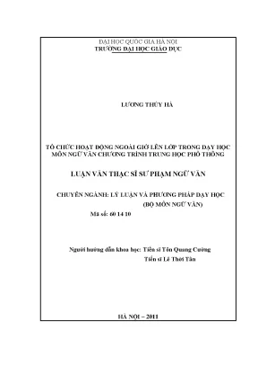 Luận văn thạc sĩ vnu ued tổ chức hoạt động ngoài giờ lên lớp trong dạy học môn ngữ văn chương trình trung học phổ thông