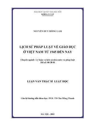 Luận văn thạc sĩ vnu ls lịch sử pháp luật về giáo dục ở việt nam từ 1945 đến nay