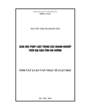 Luận văn thạc sĩ vnu ls giáo dục pháp luật trong các doanh nghiệp trên địa bàn tỉnh hải dương