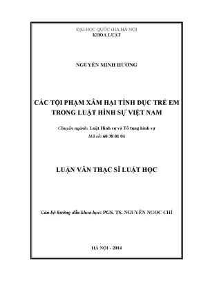 Luận văn thạc sĩ vnu ls các tội phạm xâm hại tình dục trẻ em trong luật hình sự việt nam