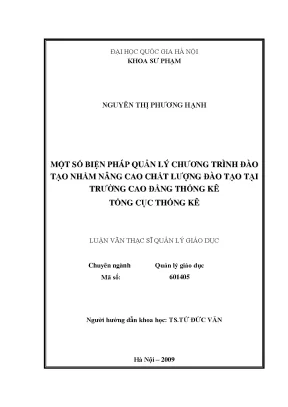 Luận văn thạc sĩ vnu ued một số biện pháp quản lý chương trình đào tạo nhằm nâng cao chất lượng đào tạo tại trường cao đẳng thống kê tổng cục thống kê