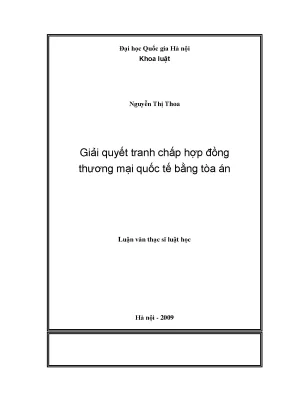 Luận văn thạc sĩ vnu ls giải quyết tranh chấp hợp đồng thương mại quốc tế bằng tòa án