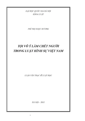 Luận văn thạc sĩ vnu ls tội vô ý làm chết người trong luật hình sự việt nam