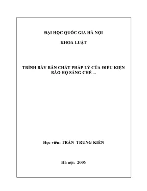 Luận văn thạc sĩ vnu ls điều kiện bảo hộ sáng chế trong pháp luật việt nam