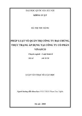 Luận văn thạc sĩ vnu ls pháp luật về quản trị công ty đại chúng thực trạng áp dụng tại công ty cổ phần vinafco