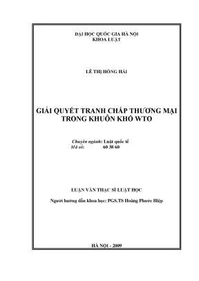 Luận văn thạc sĩ vnu ls giải quyết tranh chấp thương mại trong khuôn khổ wto