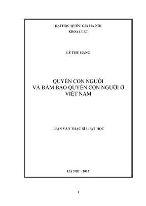 Luận văn thạc sĩ vnu ls quyền con người và đảm bảo quyền con người ở việt nam