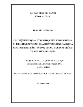 Luận văn thạc sĩ vnu ued các biện pháp quản lý giáo dục sức khoẻ sinh sản vị thành niên thông qua hoạt động ngoại khoá cho học sinh các trường trung học phổ thông thành phố nam định